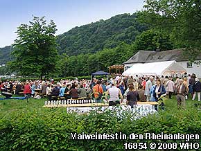 Rheinschifffahrt Mittelrhein-Lichter zum Maifest-Feuerwerk und Maiweinfest